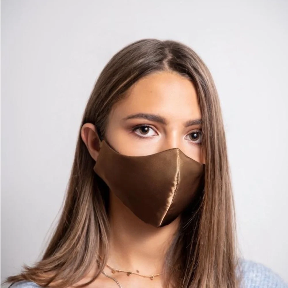 Elegant dark Brown Satin Face Mask